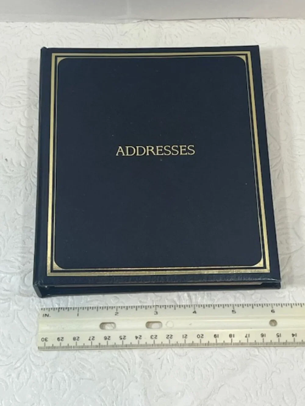 VTG 1996 C.R. Gibson Co. Telephone Address Blue Leather 6-Ring Book Gold Trim 7